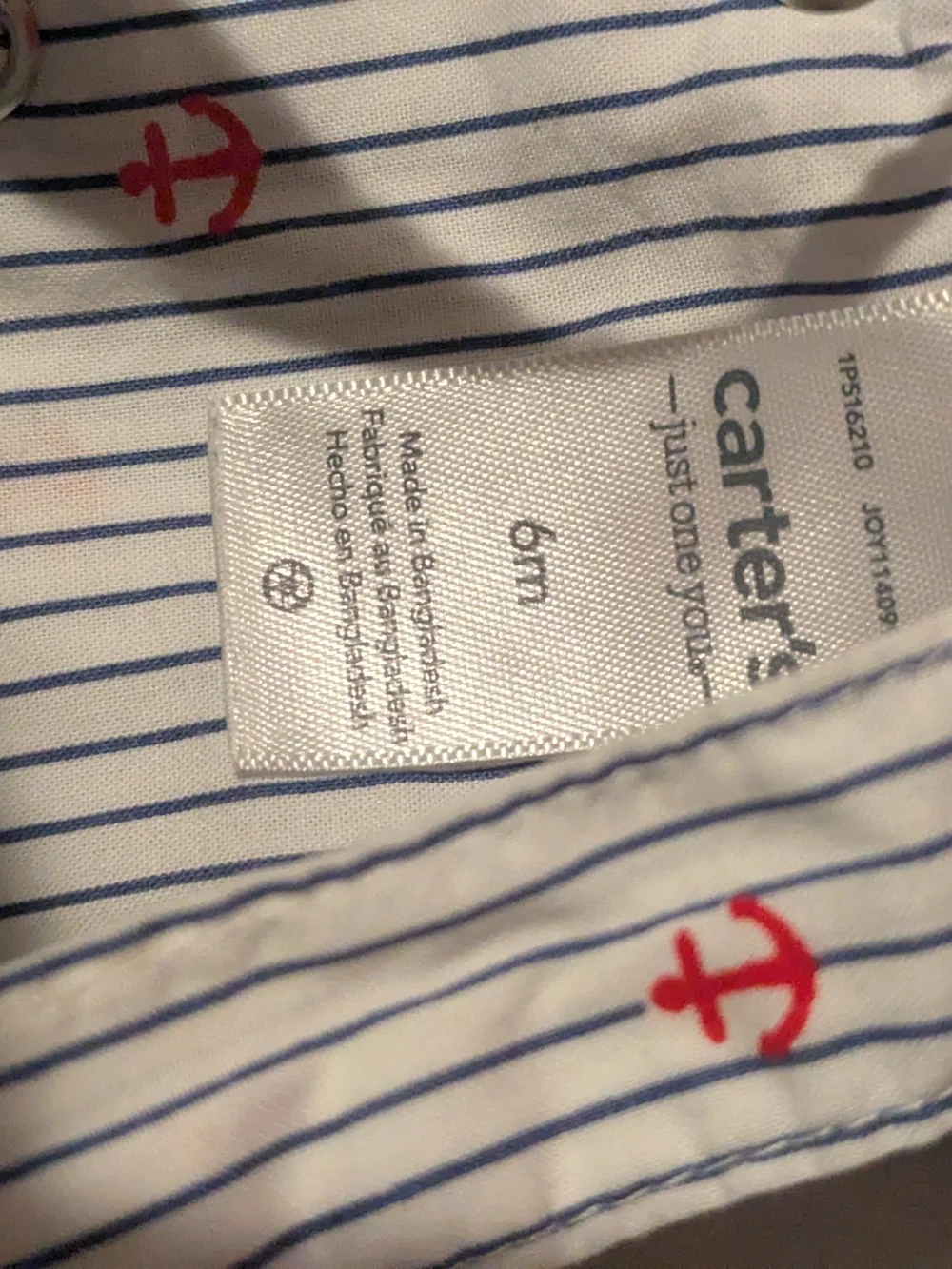 Carter's White Dress with Navy Stripes and Red Anchor Print
